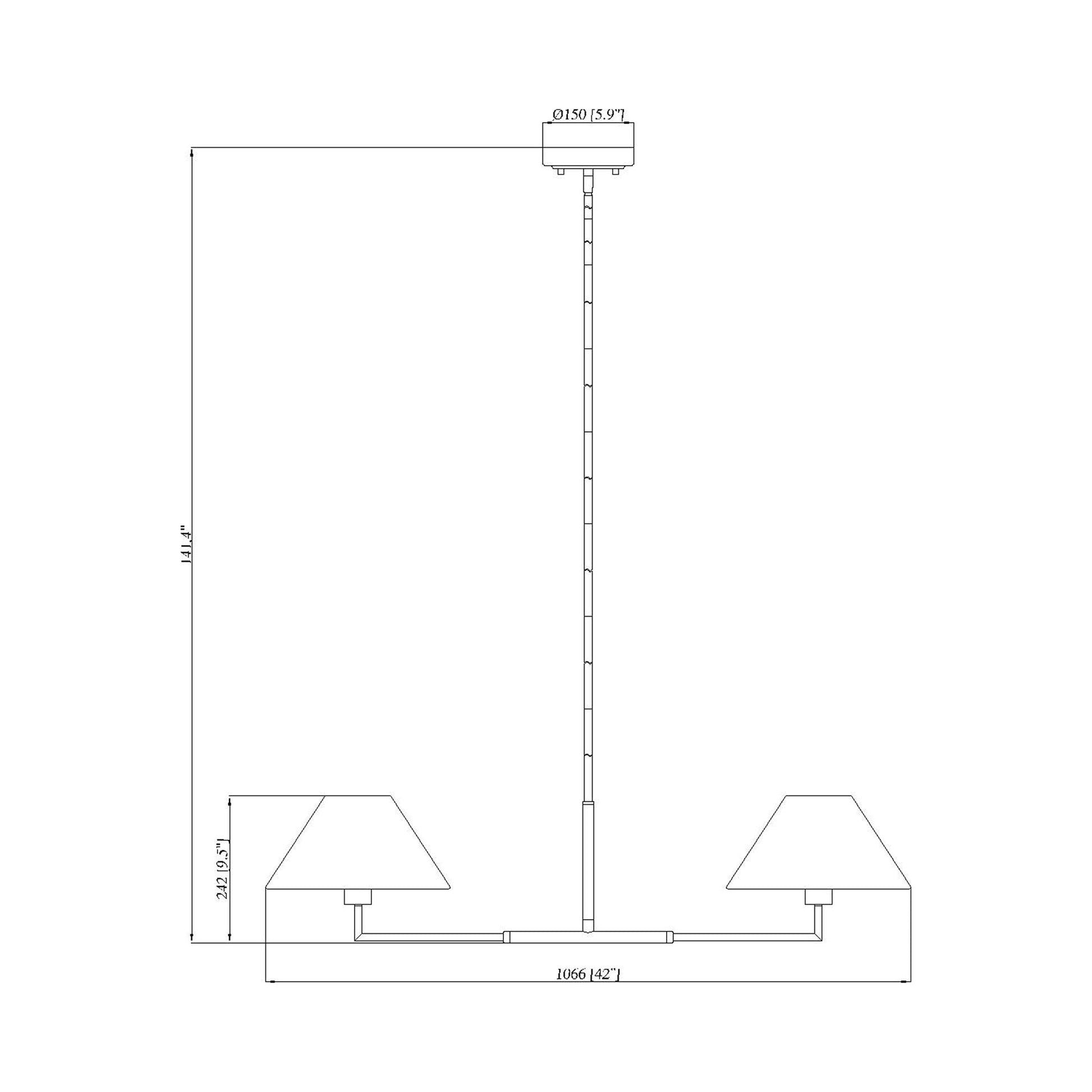 Leila Linear Chandelier - line drawing.