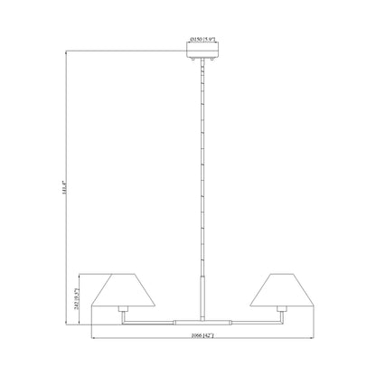 Leila Linear Chandelier - line drawing.