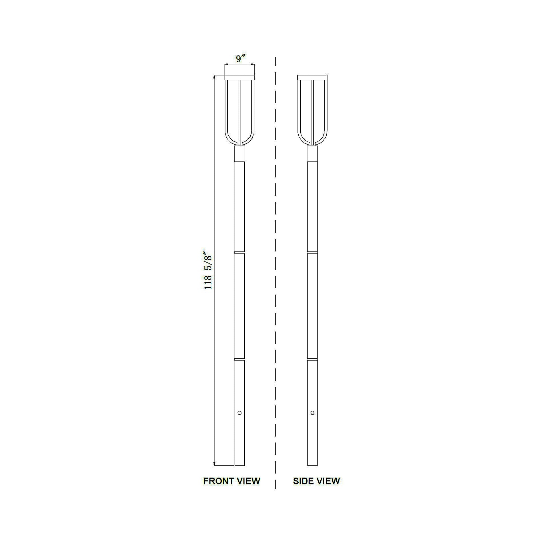 Leland 5009P Outdoor LED Post Light - line drawing.
