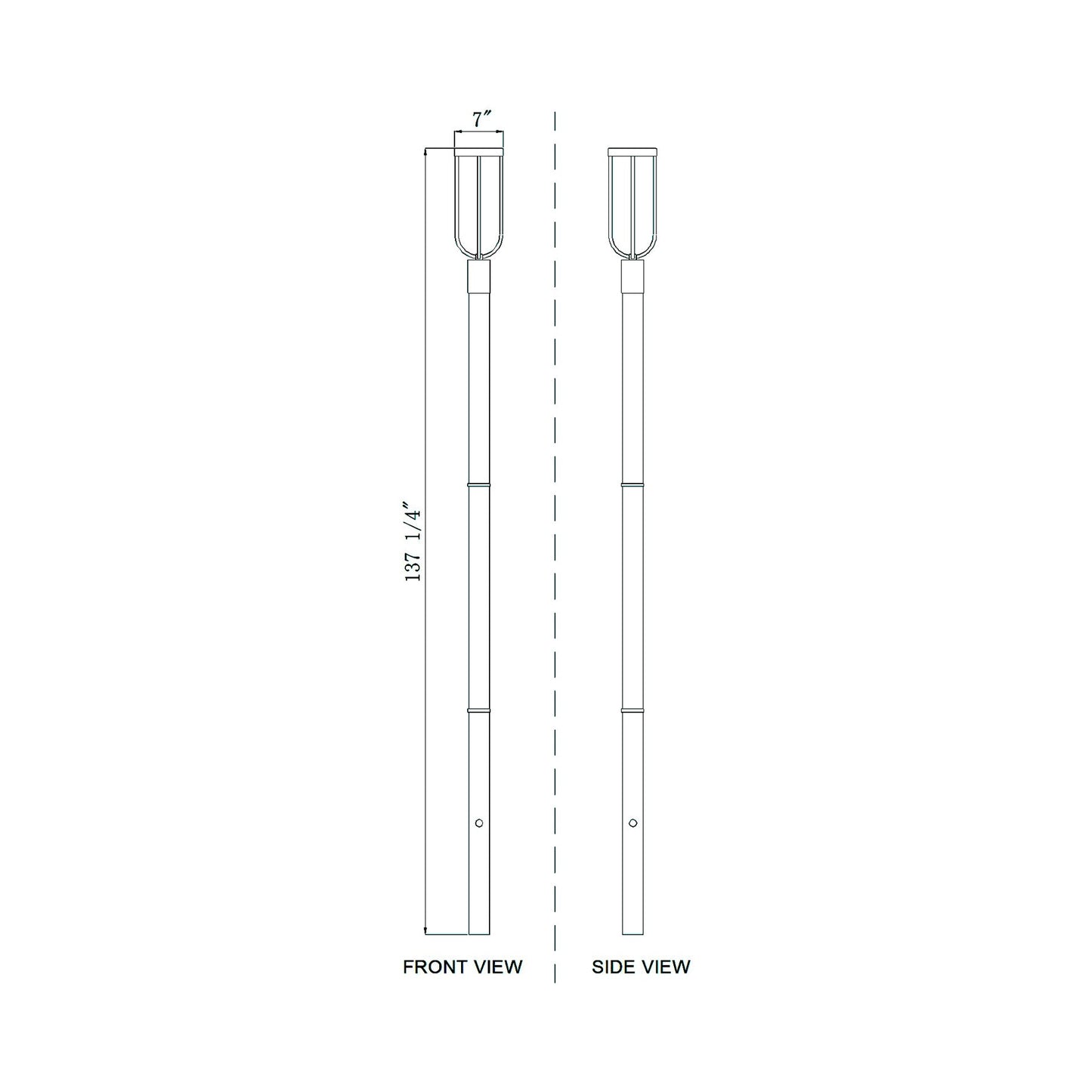Leland 5009P Outdoor LED Post Light - line drawing.