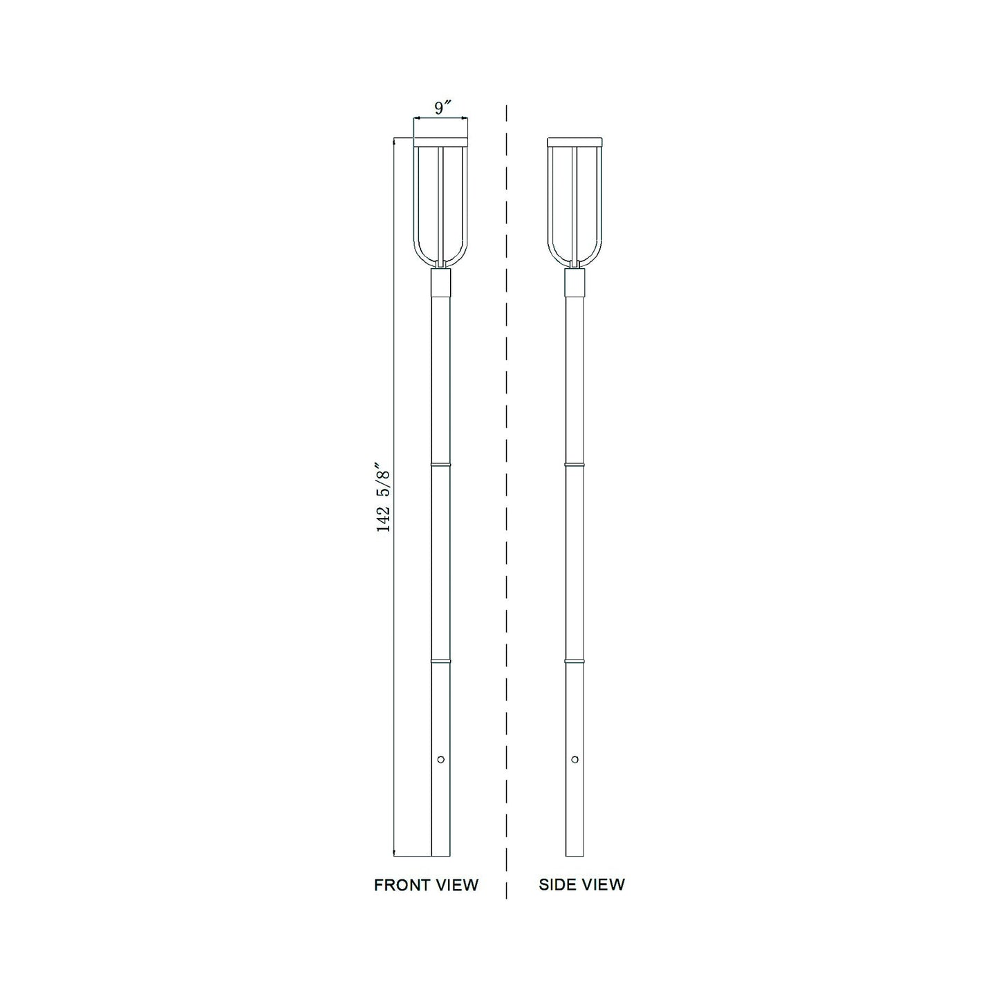 Leland 5009P Outdoor LED Post Light - line drawing.