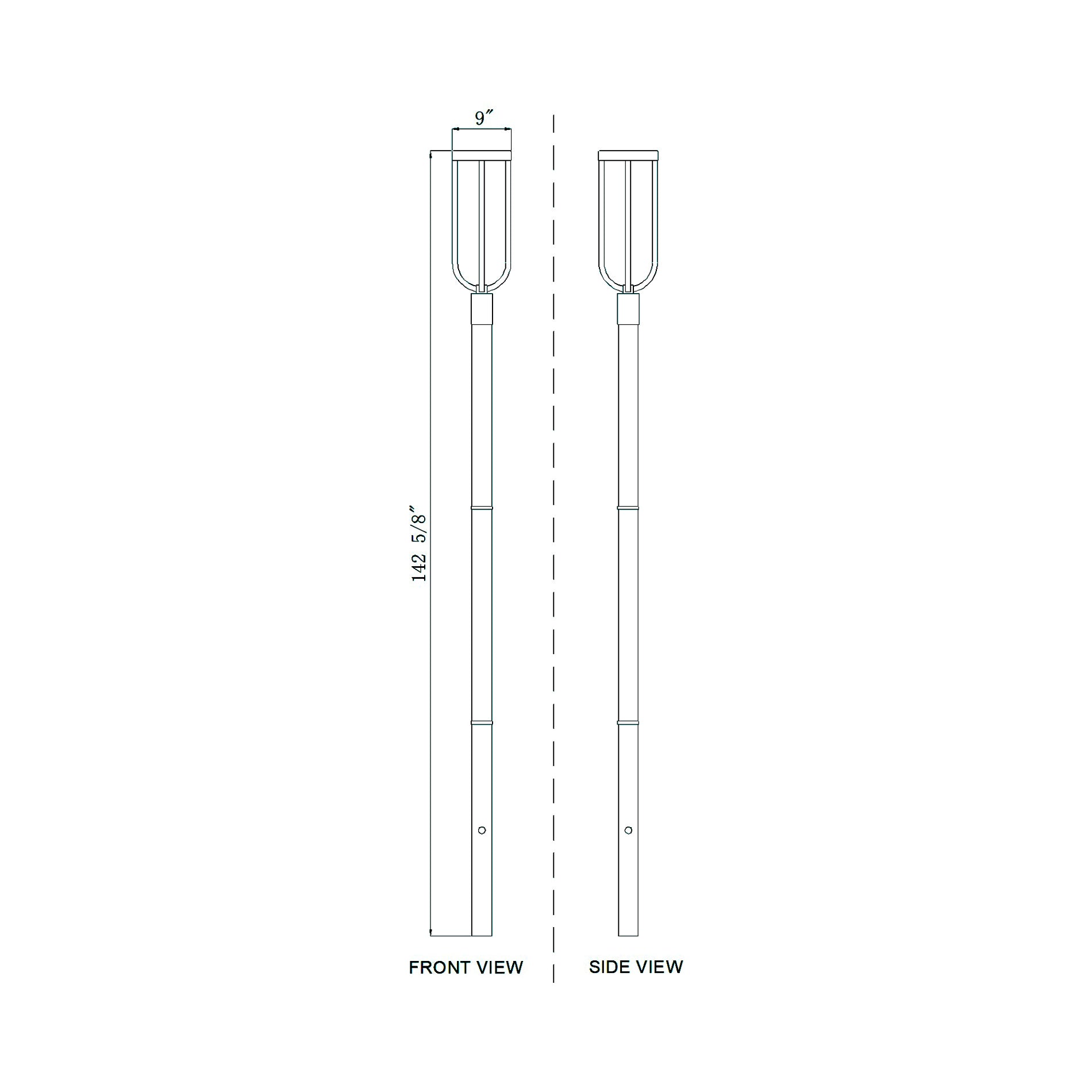 Leland 5009P Outdoor LED Post Light - line drawing.