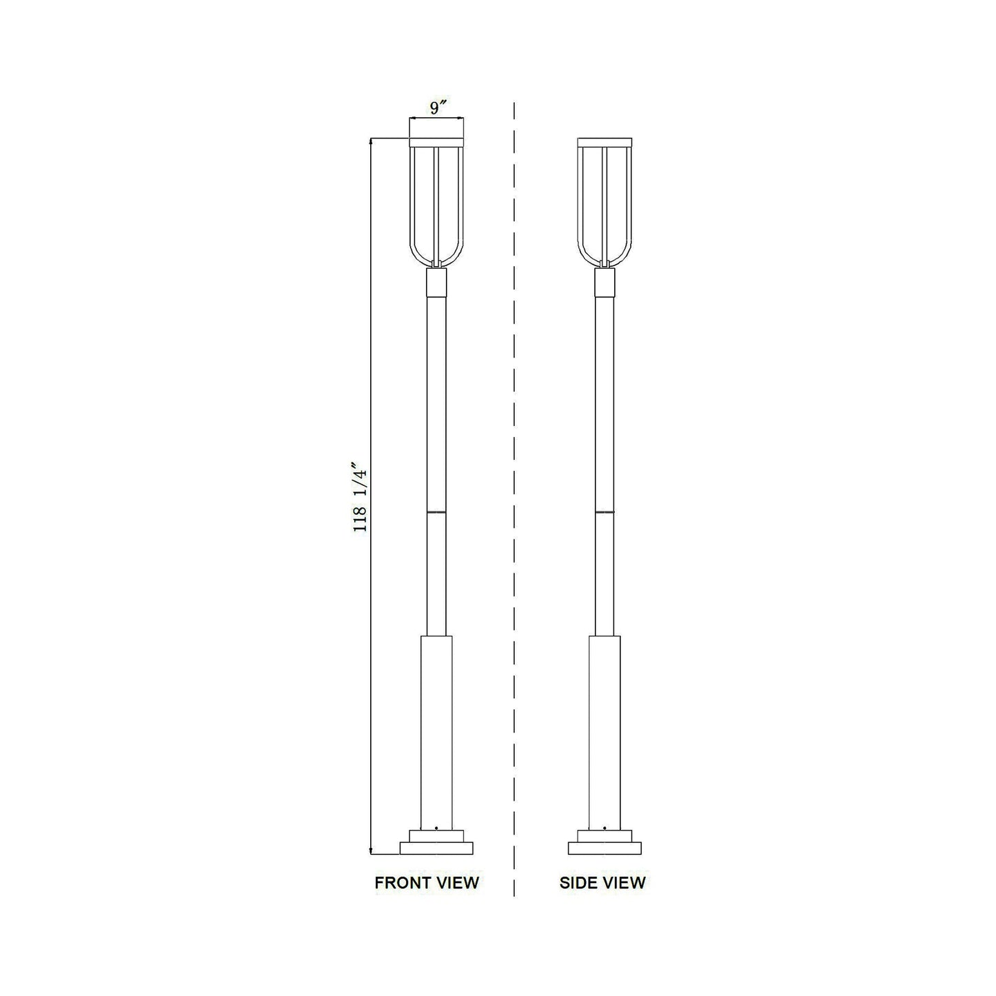 Leland 5010P Outdoor LED Post Light - line drawing.