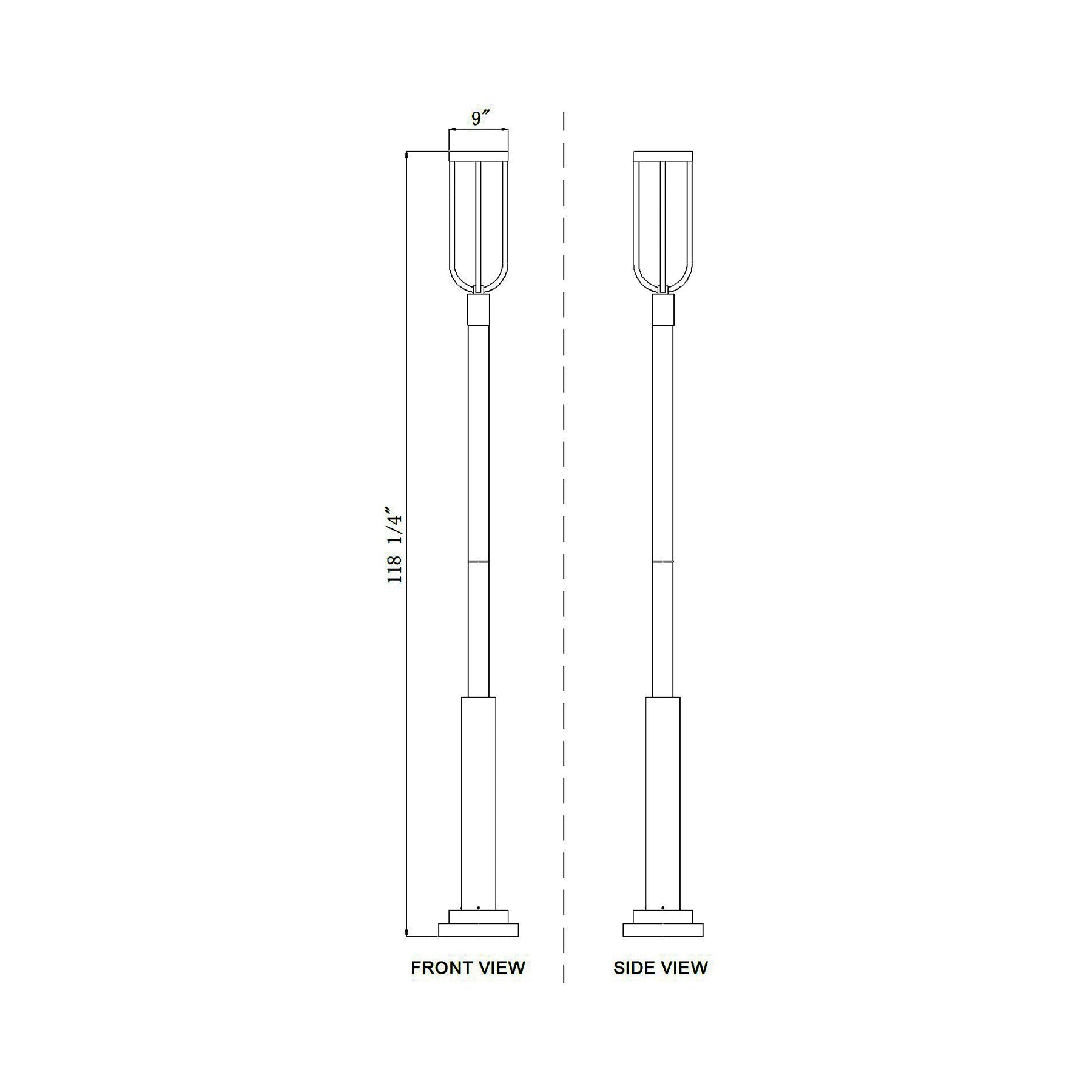 Leland 5010P Outdoor LED Post Light - line drawing.