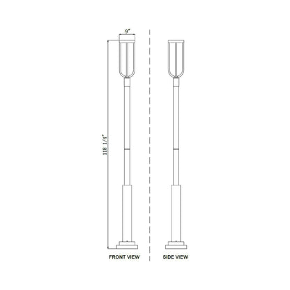 Leland 5010P Outdoor LED Post Light - line drawing.