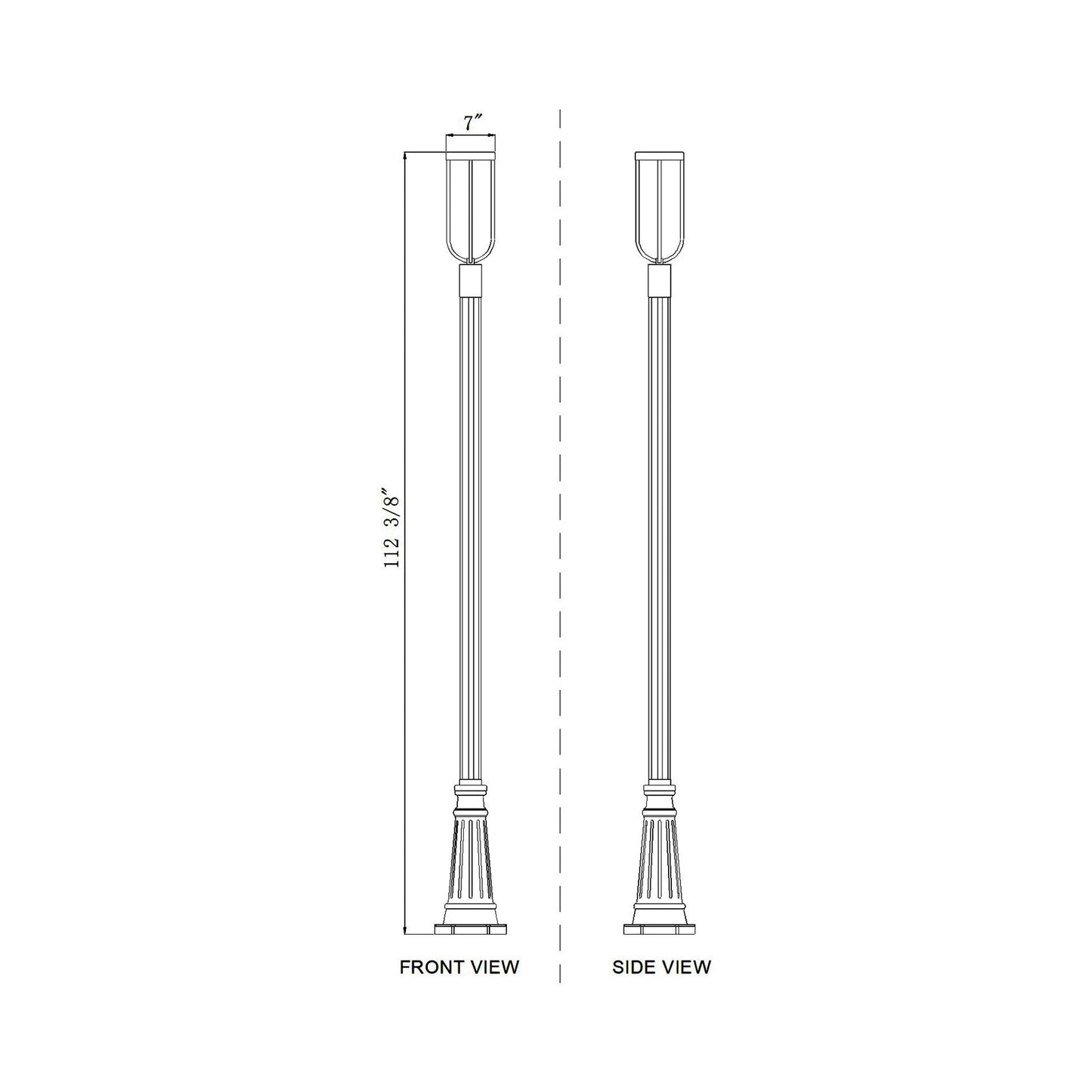 Leland 5011P Outdoor LED Post Light - line drawing.