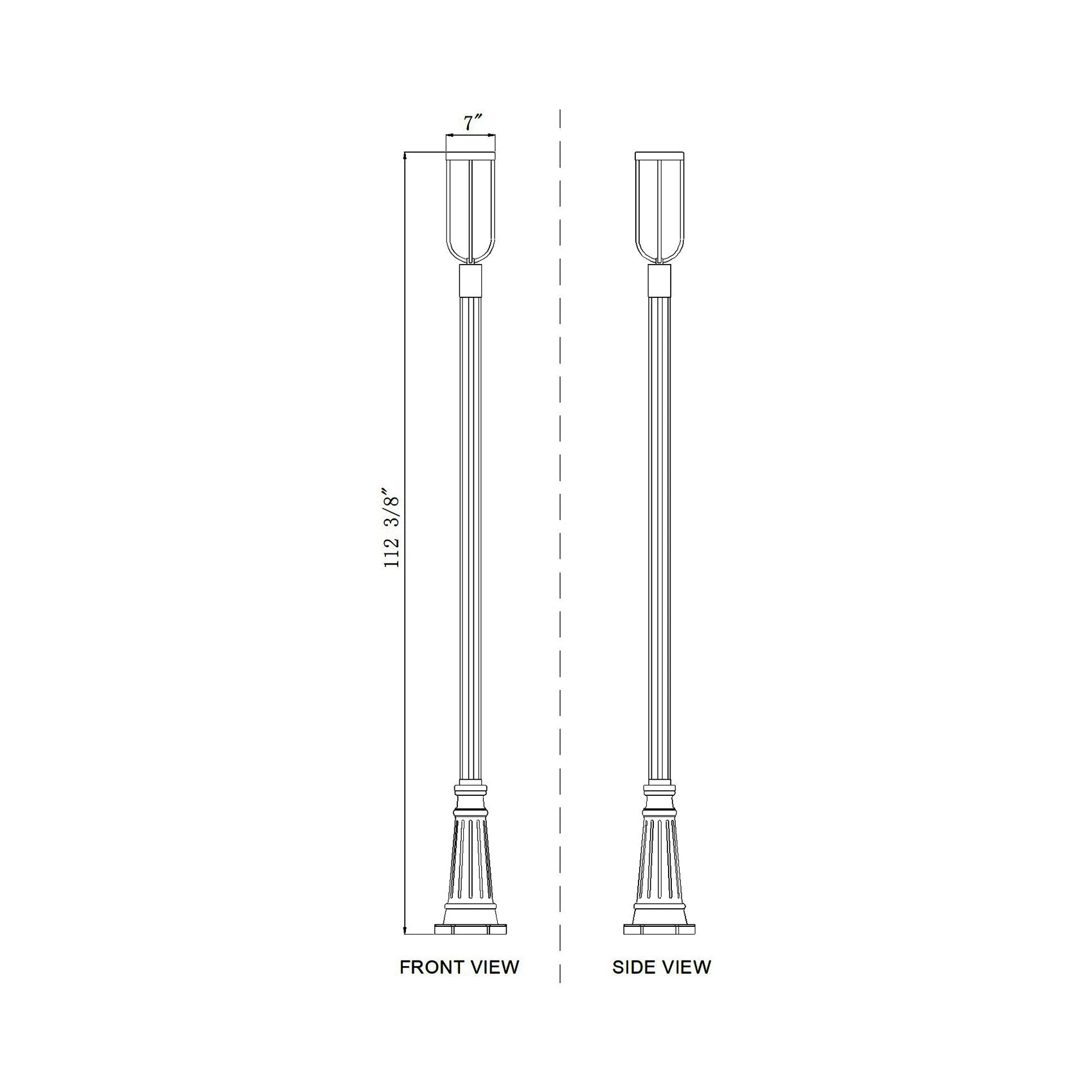 Leland 5011P Outdoor LED Post Light - line drawing.
