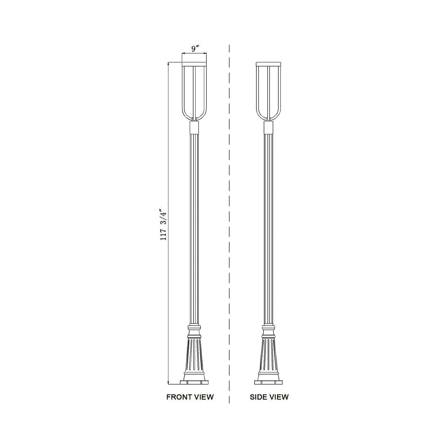 Leland 5011P Outdoor LED Post Light - line drawing.