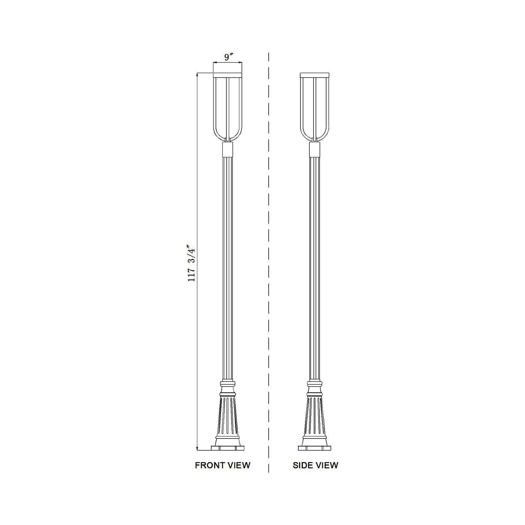 Leland 5011P Outdoor LED Post Light - line drawing.
