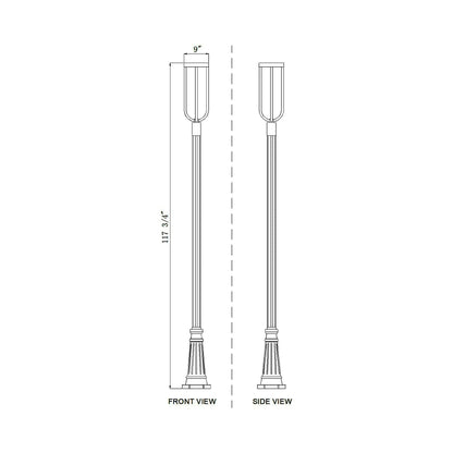 Leland 5011P Outdoor LED Post Light - line drawing.