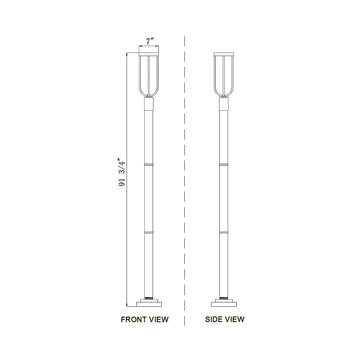 Leland 5012P Outdoor LED Post Light - line drawing.