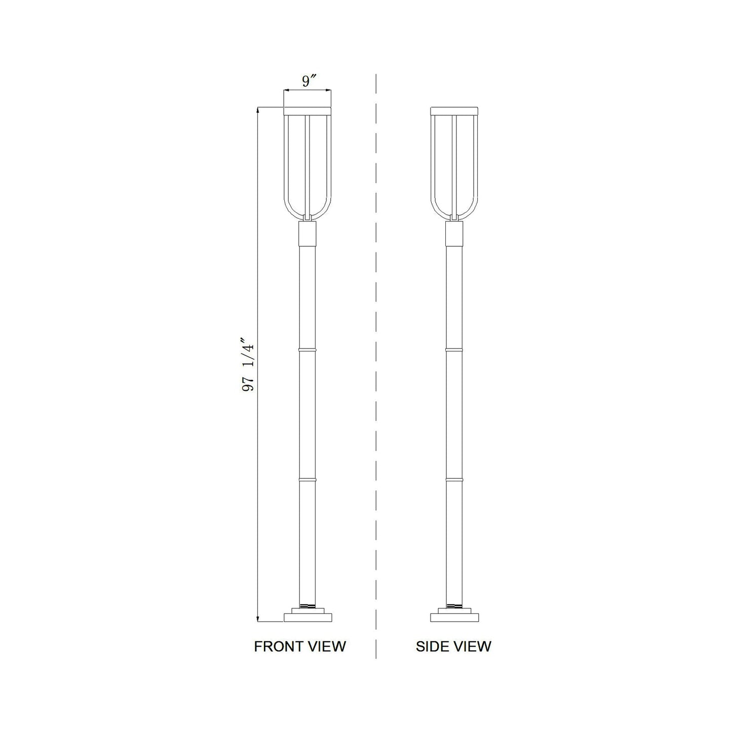 Leland 5012P Outdoor LED Post Light - line drawing.