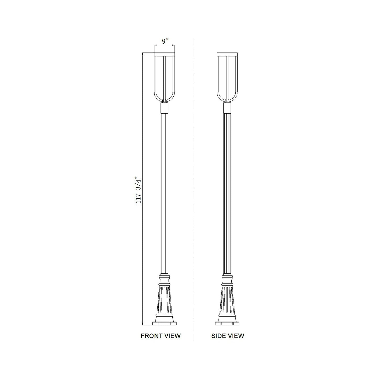 Leland 519P Outdoor LED Post Light - line drawing.