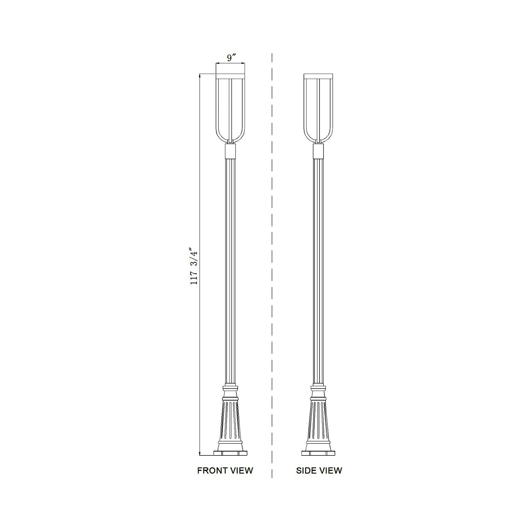 Leland 519P Outdoor LED Post Light - line drawing.