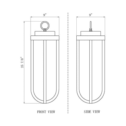 Leland Outdoor LED Pendant Light - line drawing.