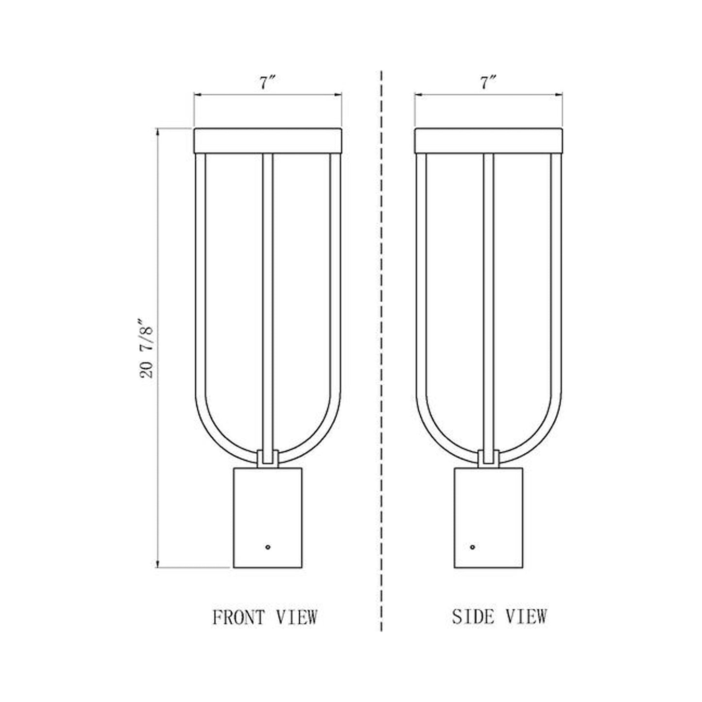 Leland Outdoor LED Post Light - line drawing.