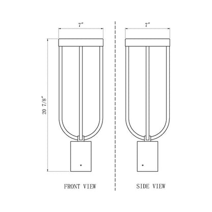 Leland Outdoor LED Post Light - line drawing.