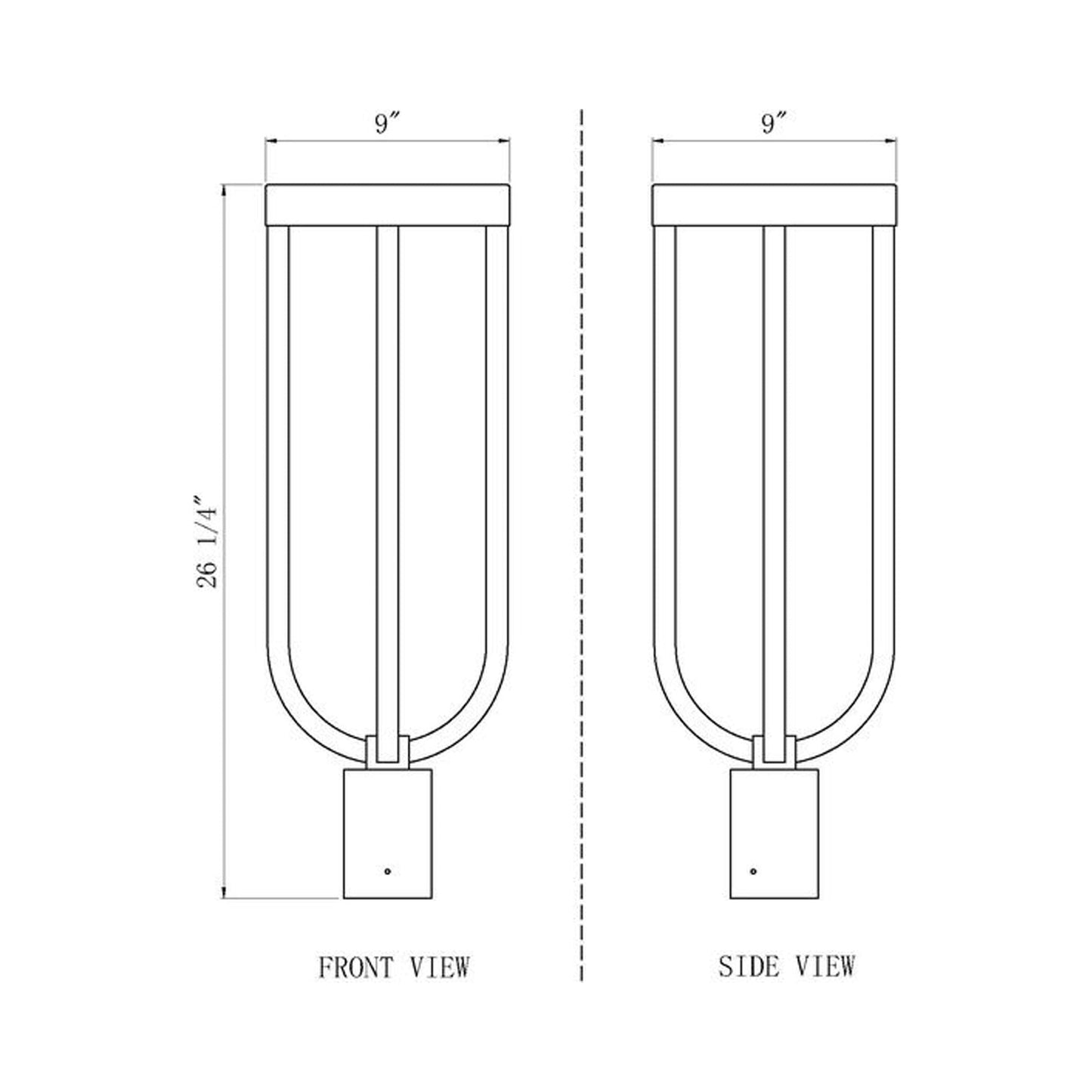Leland Outdoor LED Post Light - line drawing.