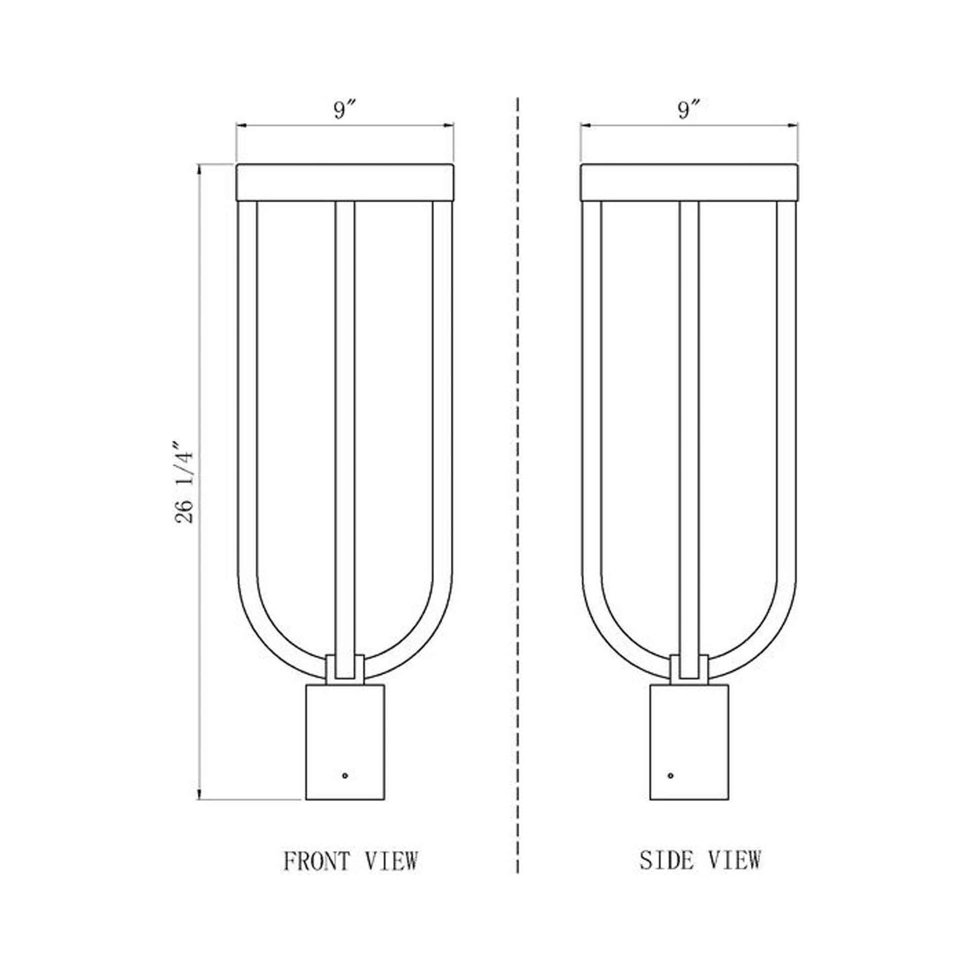 Leland Outdoor LED Post Light - line drawing.