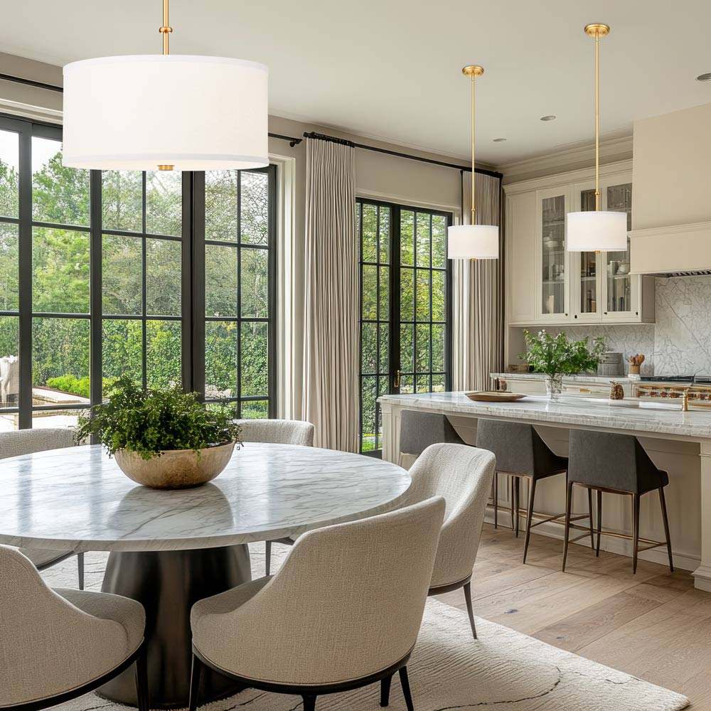 Linden LED Pendant Light in dining room.