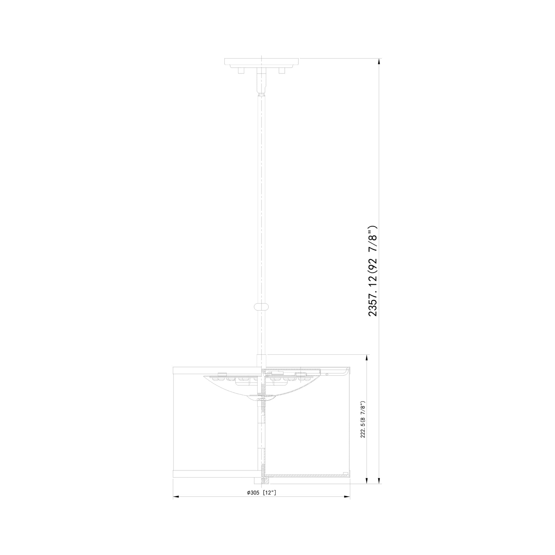 Linden LED Pendant Light - line drawing.