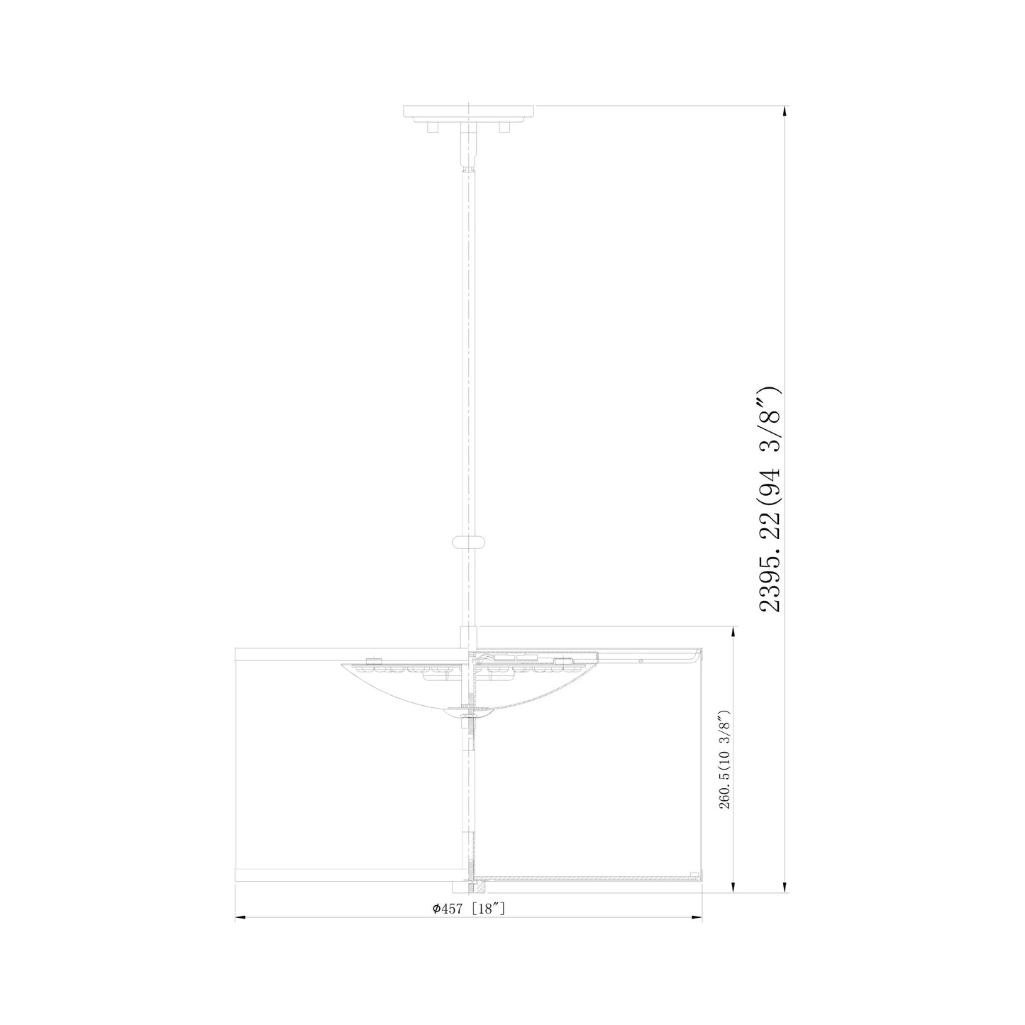Linden LED Pendant Light - line drawing.