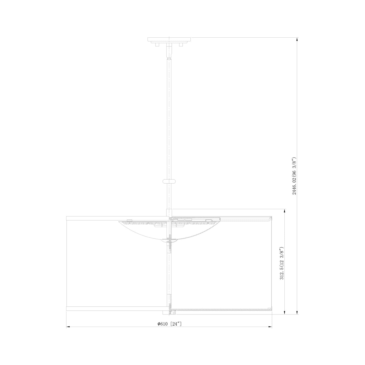 Linden LED Pendant Light - line drawing.