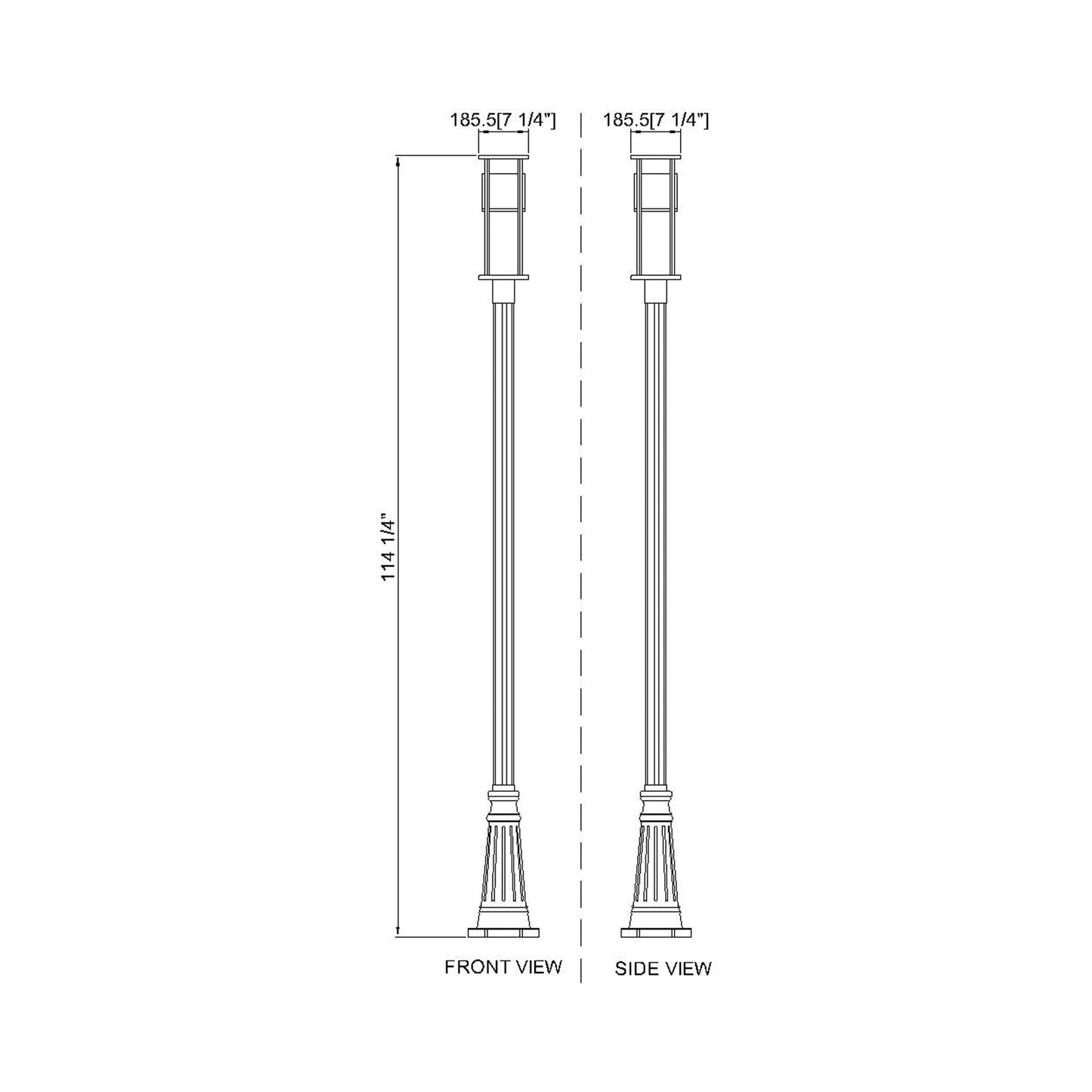 Luca 519P Outdoor LED Post Light - line drawing.