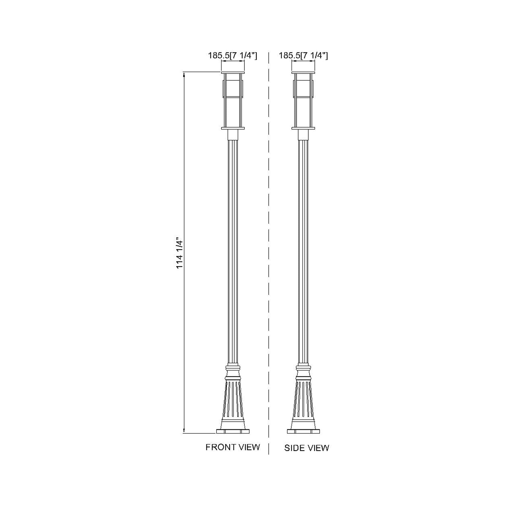 Luca 519P Outdoor LED Post Light - line drawing.