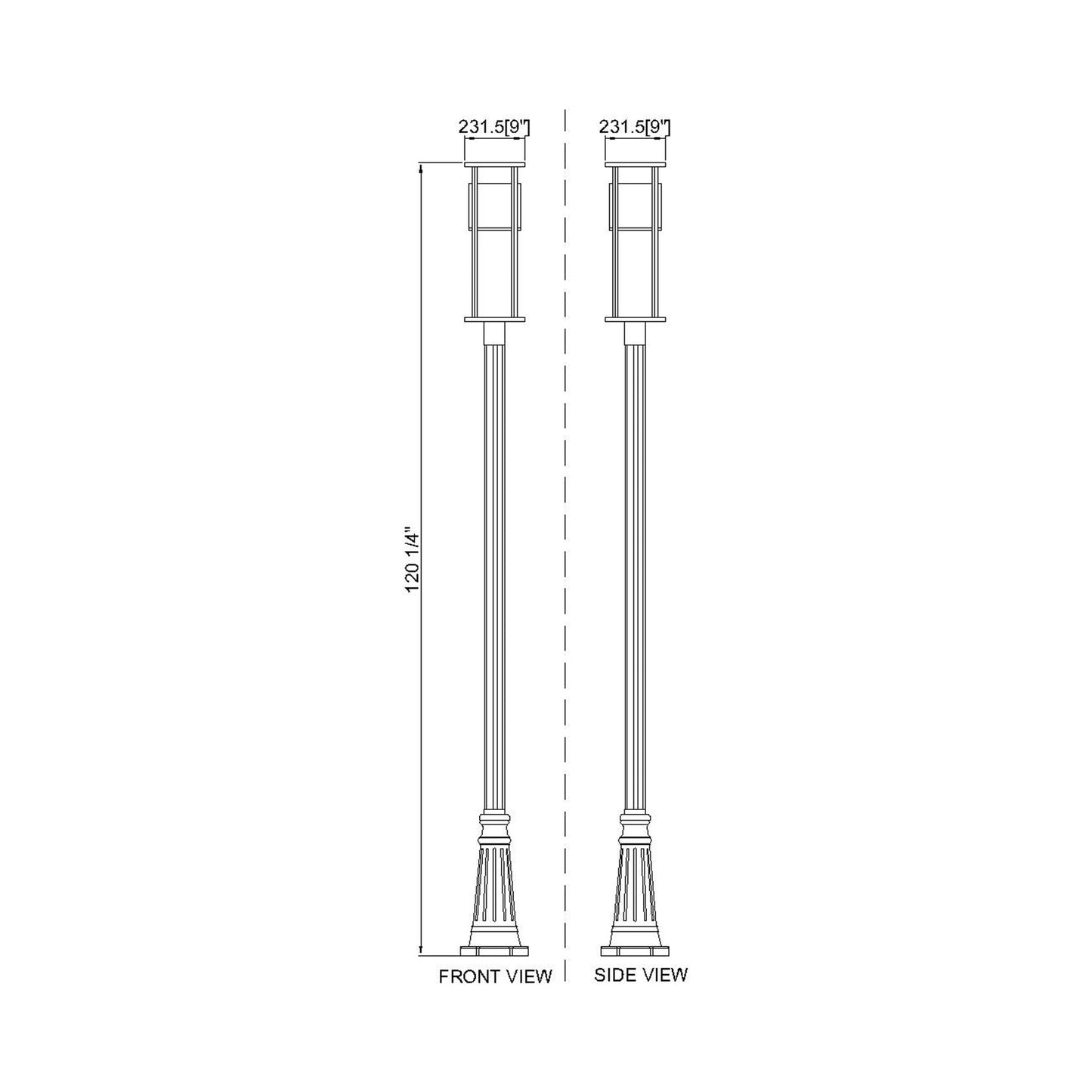 Luca 519P Outdoor LED Post Light - line drawing.