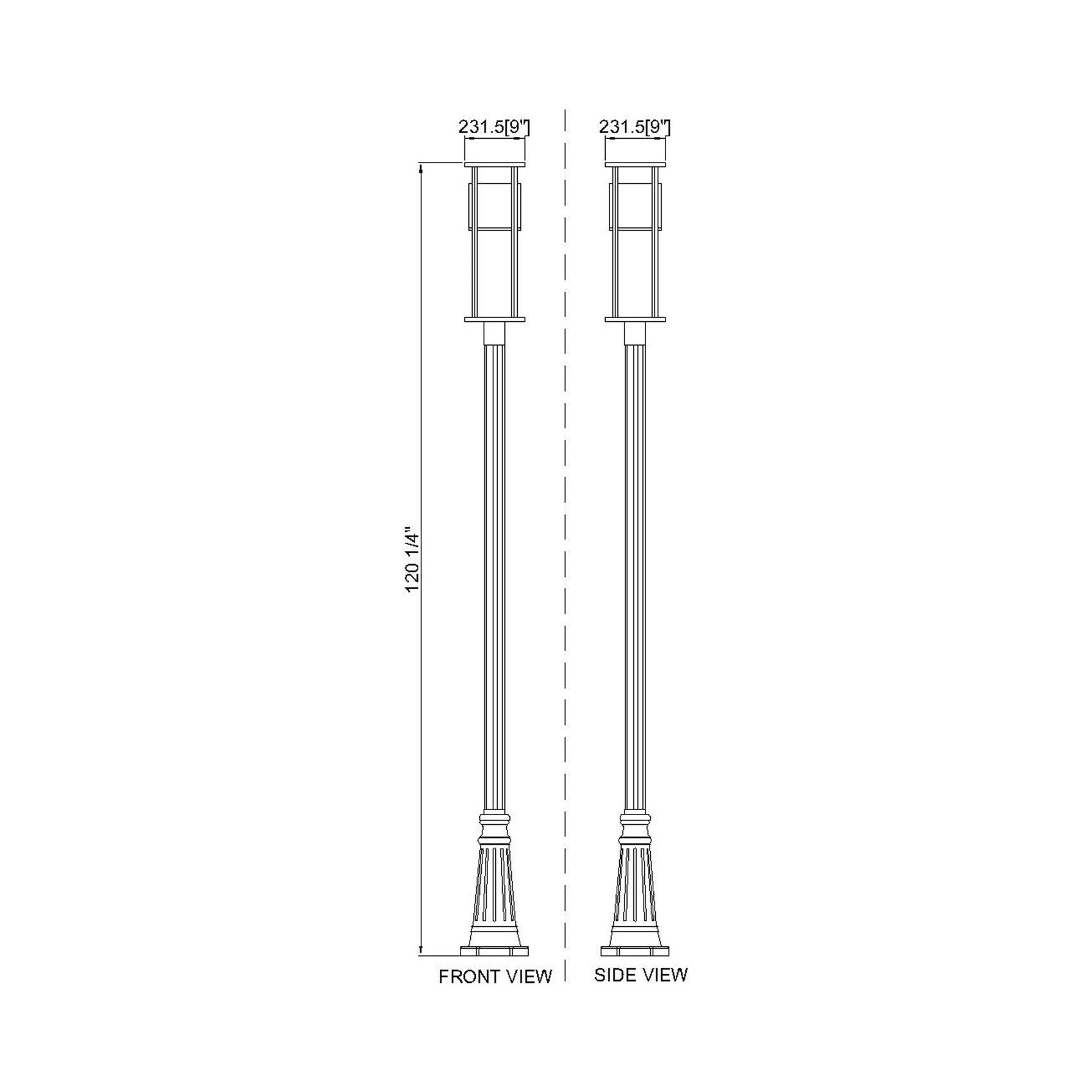 Luca 519P Outdoor LED Post Light - line drawing.