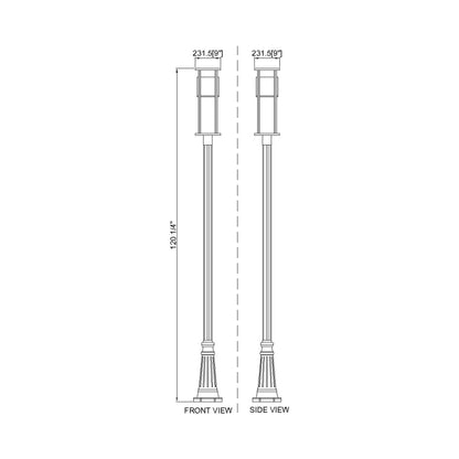 Luca 519P Outdoor LED Post Light - line drawing.