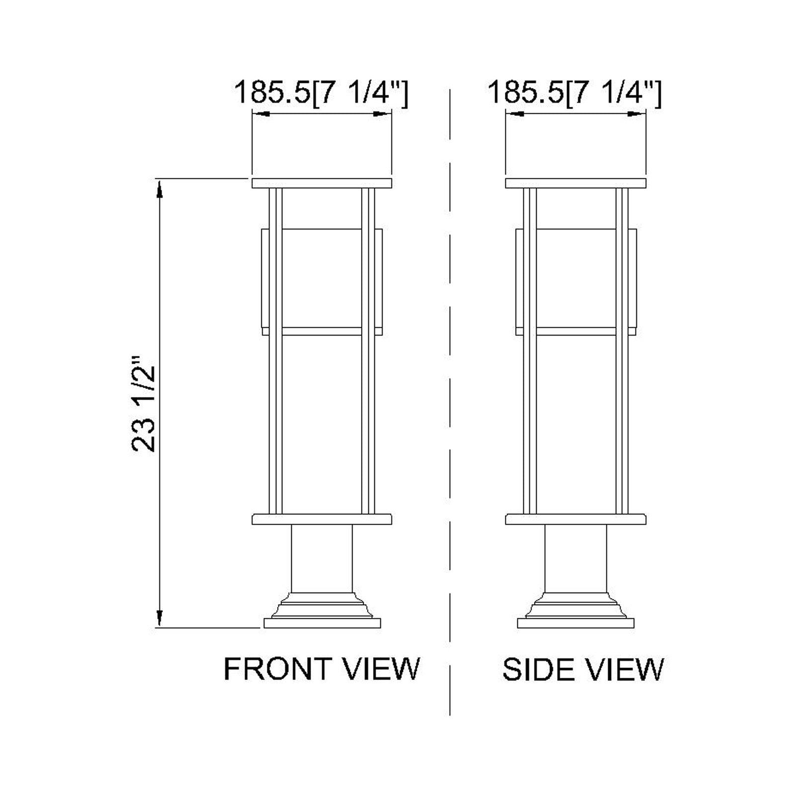 Luca 533PM Outdoor LED Pier Mount Light - line drawing.