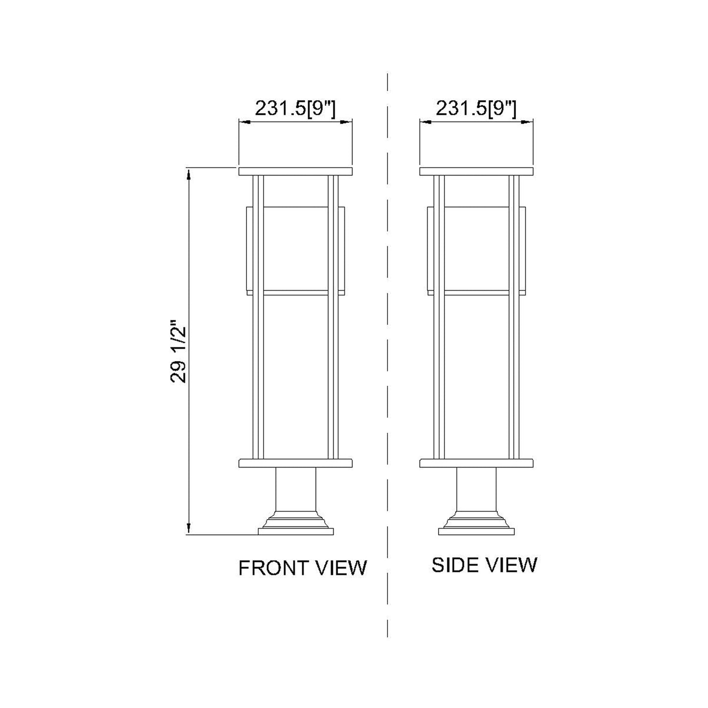 Luca 533PM Outdoor LED Pier Mount Light - line drawing.