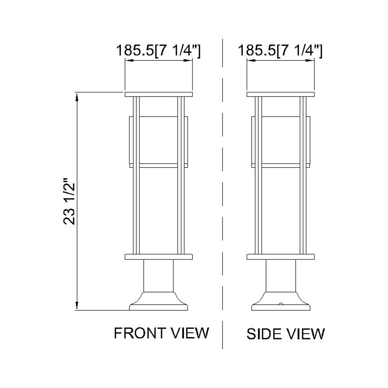 Luca 553PM Outdoor LED Pier Mount Light - line drawing.