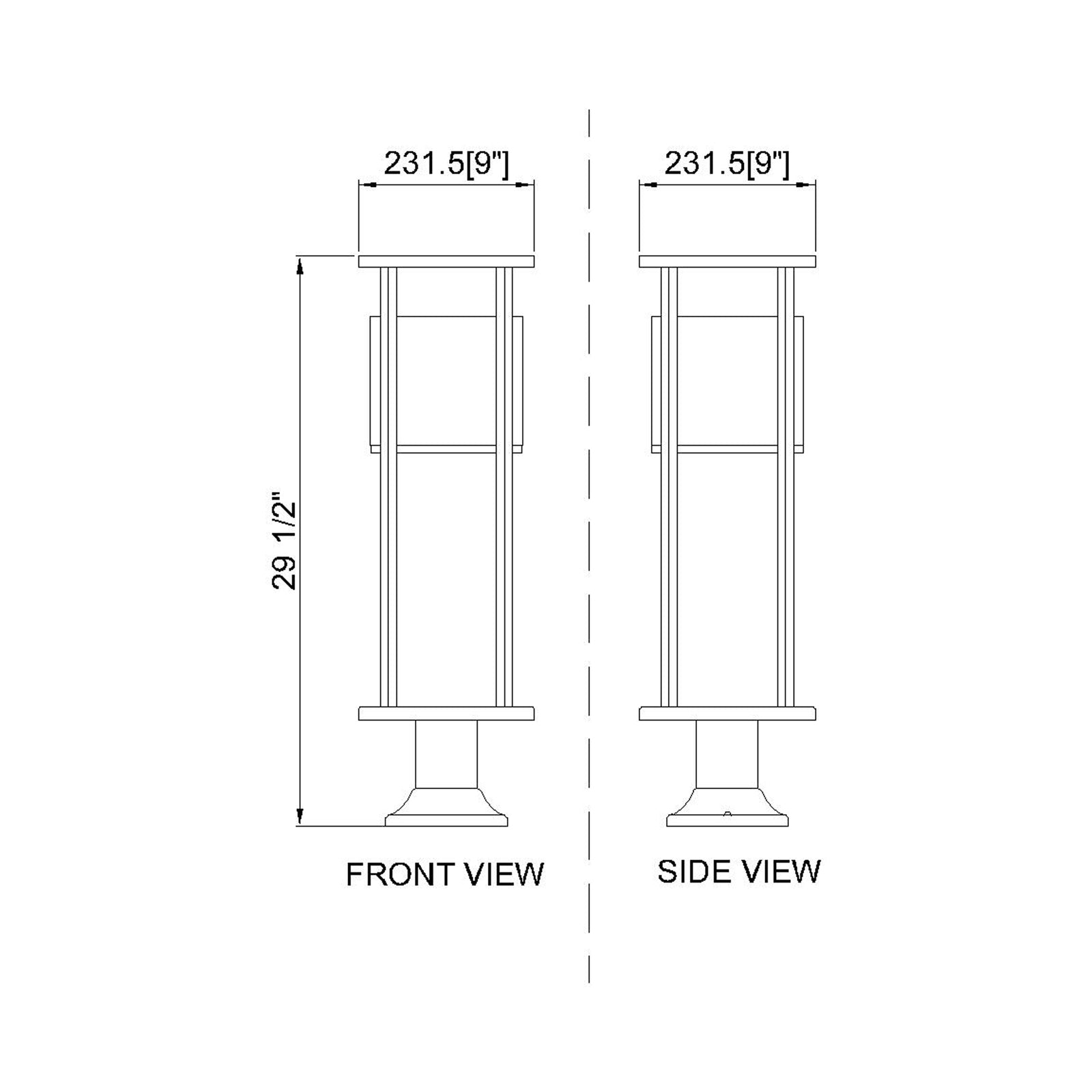 Luca 553PM Outdoor LED Pier Mount Light - line drawing.