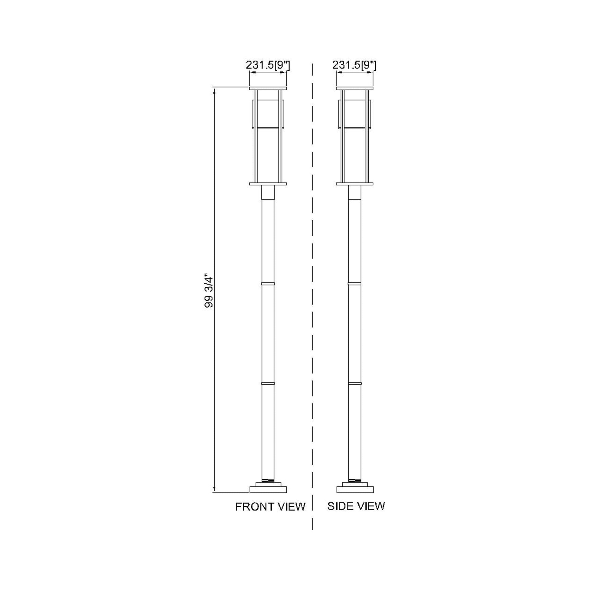 Luca 567P Outdoor LED Post Light - line drawing.