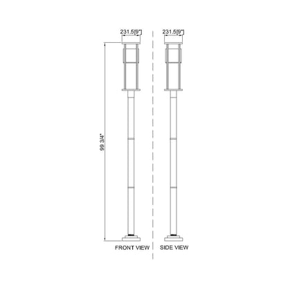Luca 567P Outdoor LED Post Light - line drawing.