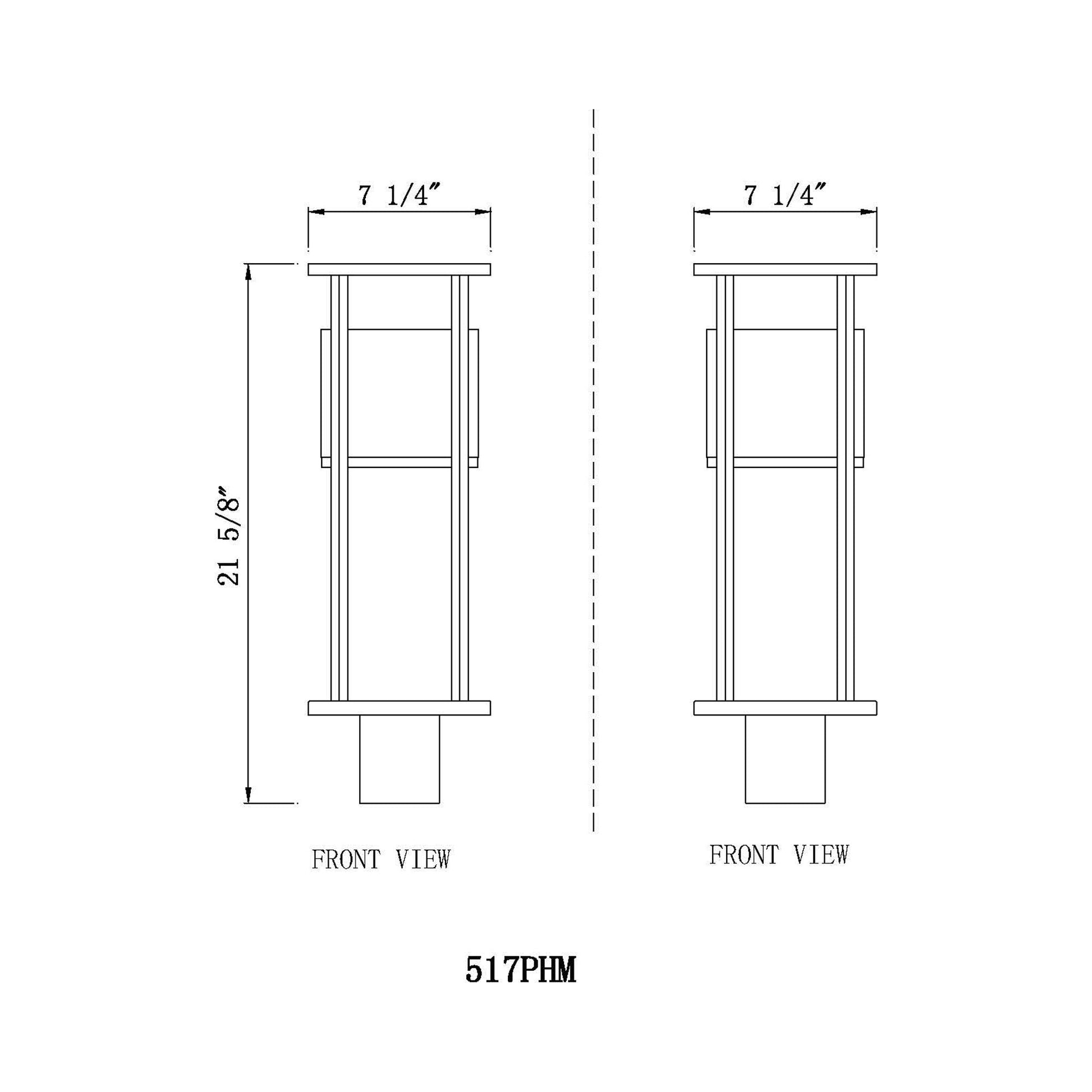 Luca Outdoor LED Post Light - line drawing.