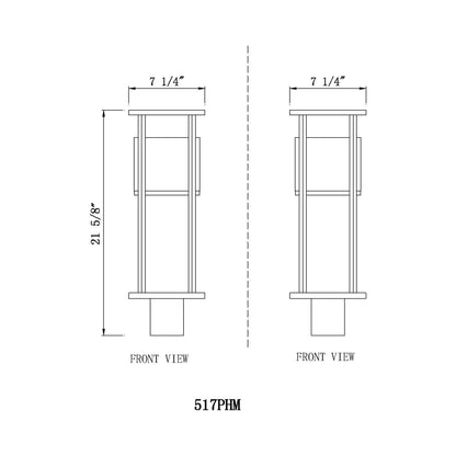 Luca Outdoor LED Post Light - line drawing.