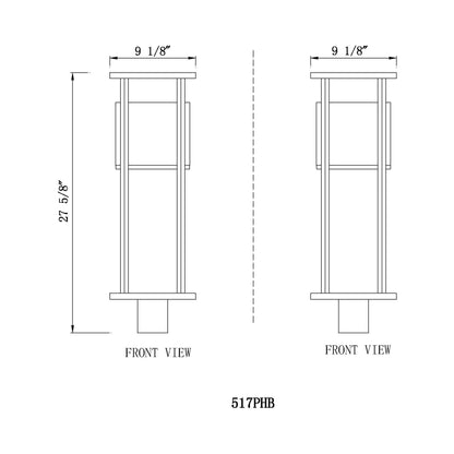 Luca Outdoor LED Post Light - line drawing.