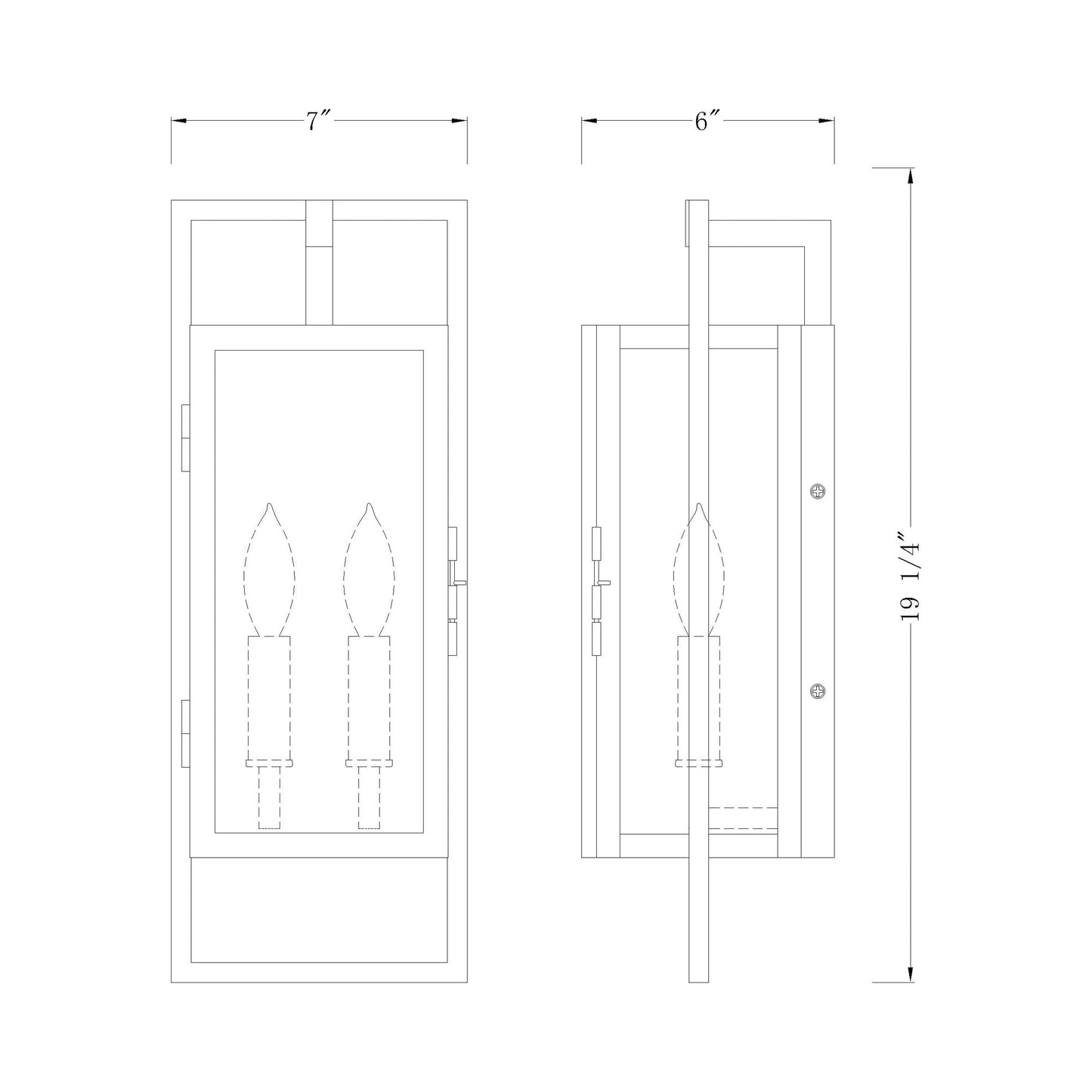 Lucian Outdoor Wall Light - line drawing.