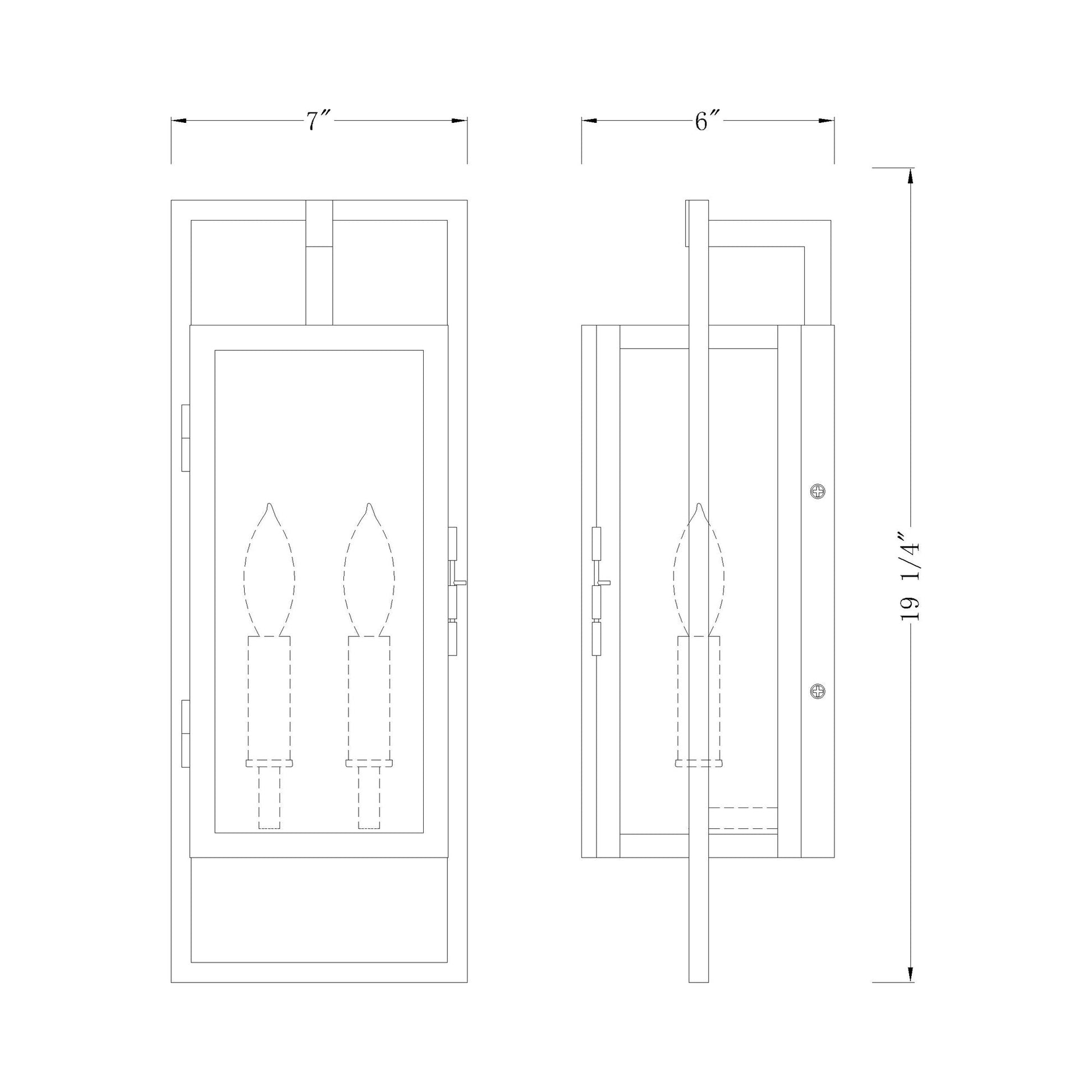 Lucian Outdoor Wall Light - line drawing.