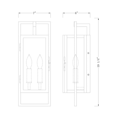 Lucian Outdoor Wall Light - line drawing.