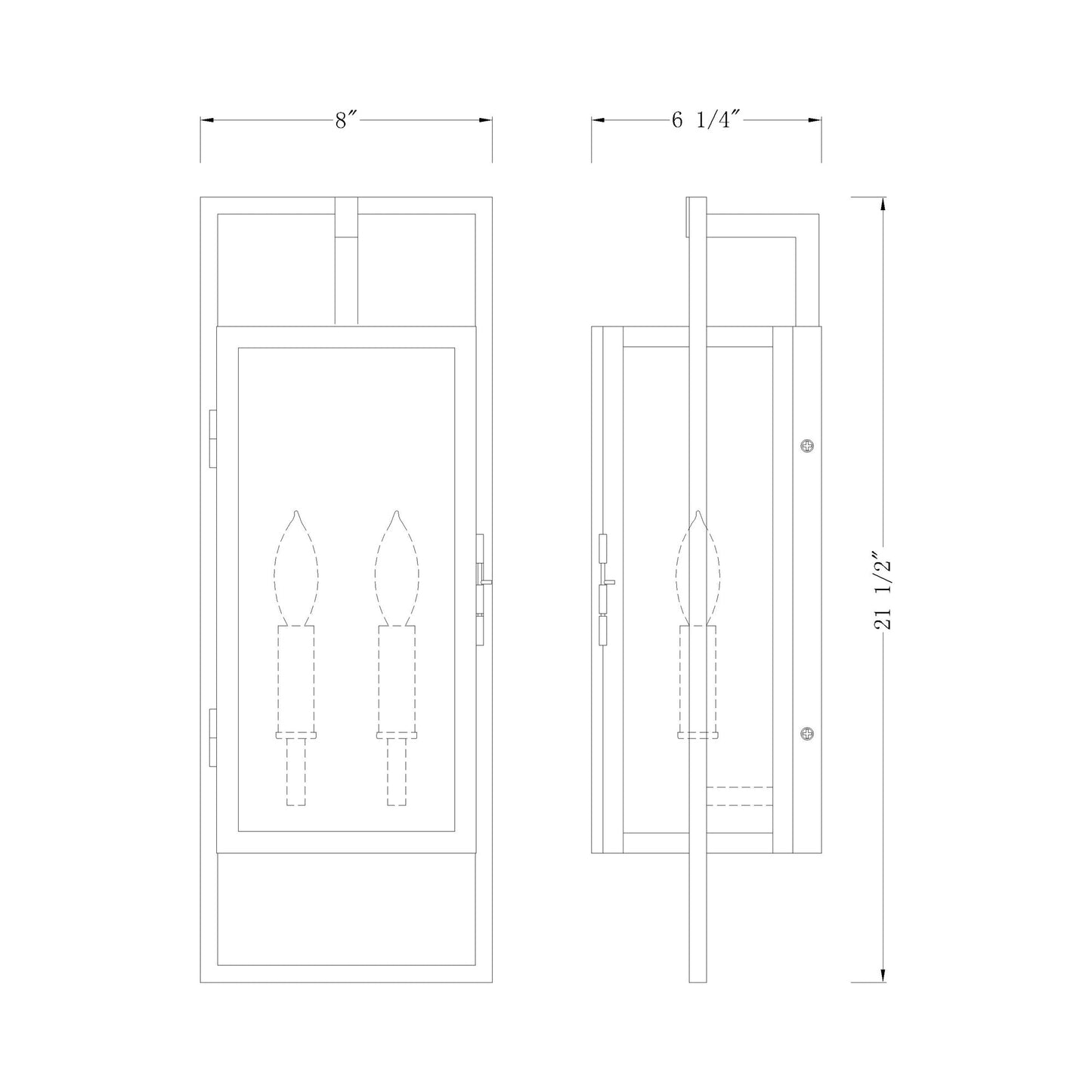 Lucian Outdoor Wall Light - line drawing.