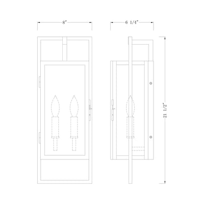 Lucian Outdoor Wall Light - line drawing.