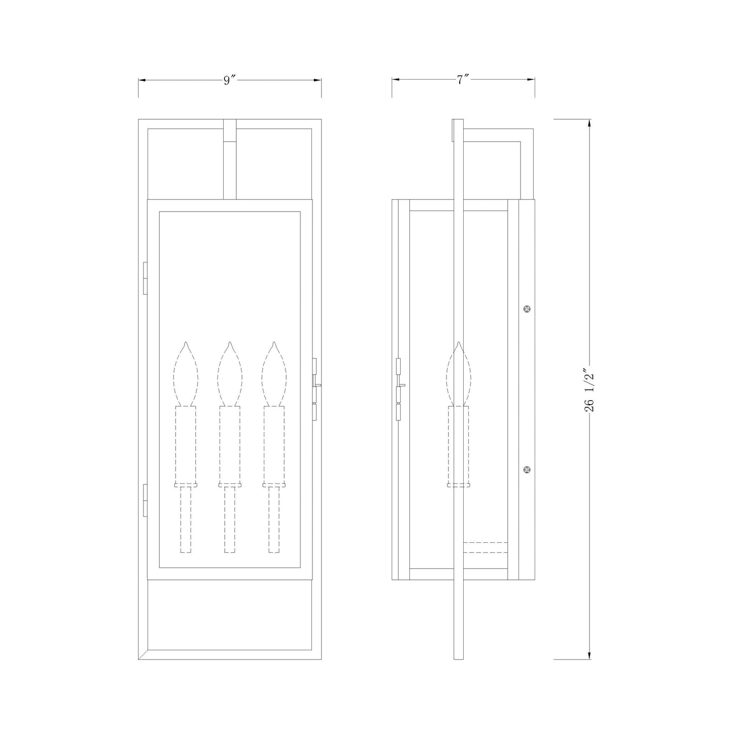 Lucian Outdoor Wall Light - line drawing.