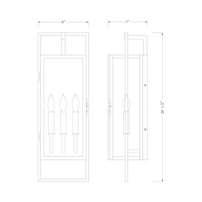Lucian Outdoor Wall Light - line drawing.