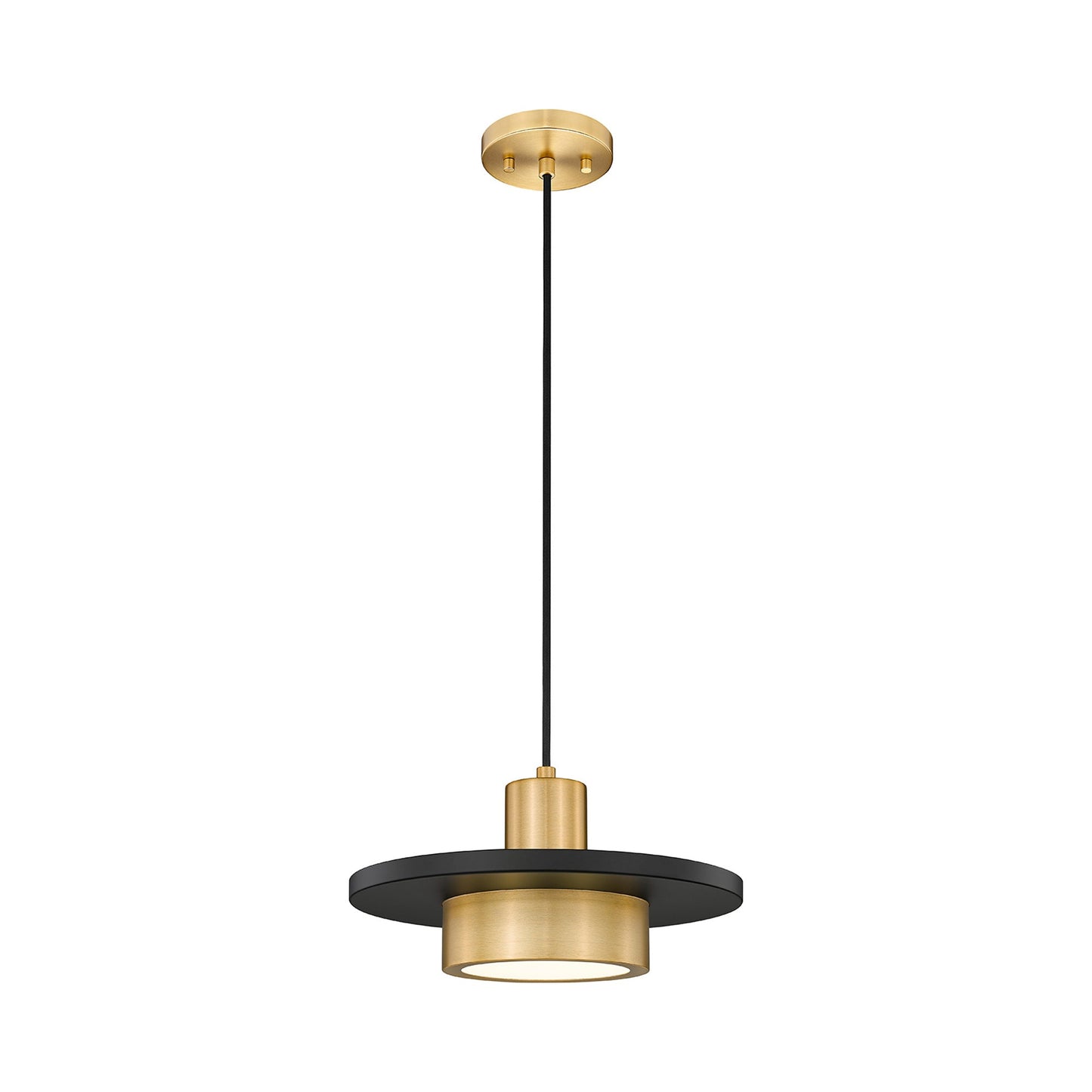 Ludo LED Pendant Light in Matte Black/Modern Gold (12-Inch).