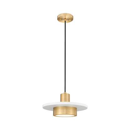 Ludo LED Pendant Light in Matte White/Modern Gold (12-Inch).